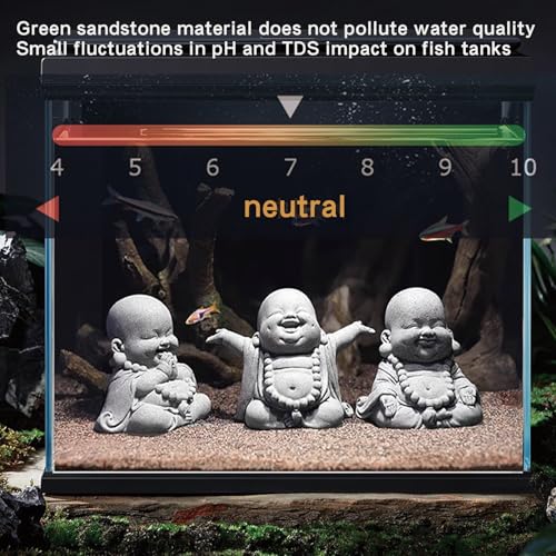 Set de 2 Estatuas Buda de piedra arenisca para jardín zen miniatura 5