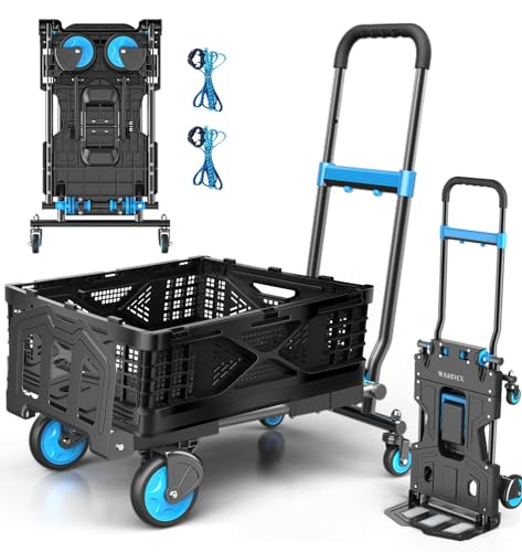 Carretilla plegable con cesta y 4 ruedas, capacidad 330 lb