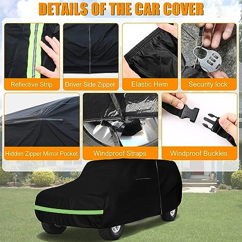 Image of Waterproof Car Covers Replace for 1978-1996 Ford Bronco, 6 Layers All Weather Custom-fit Car Cover with Zipper Door & Windproof Bands for Snow Rain Dust Hail Protection