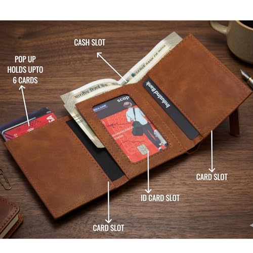 Image of RFID Protected Wallet | Personalised Gift for Man Custom Name |Pop-up Card Holder | Up to 8 Cards | Credit & Debit Cardholder