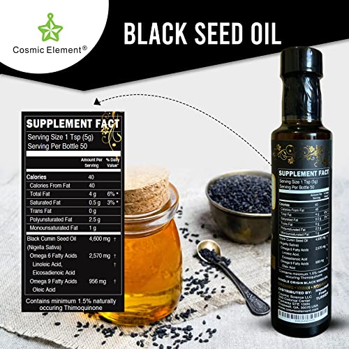 Usda Organic Black Seed Oil 8.4 Fl Oz Certified 100% Virgin, Cold Pressed, Glass Bottle, Omega 3 6 9 - Nigella Sativa Black Cumin - Antioxidant For Immune Support, Joints, Digestion, Hair & Skin #TOP5