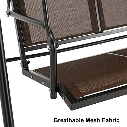 image for Mcombo Outdoor Patio Canopy Swing Chair 3-Person, Steel Frame Textilen