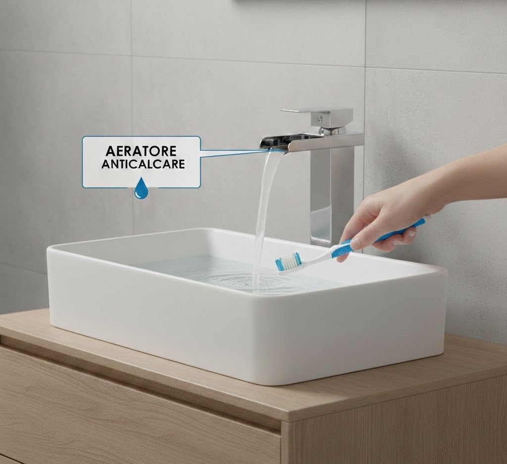 Miscelatore Monocomando a Cascata Alto per Lavabo, Rubinetto Bagno Moderno in Acciaio Cromato, Design Squadrato con Aeratore Anticalcare e Risparmio Idrico, Altezza 320mm
