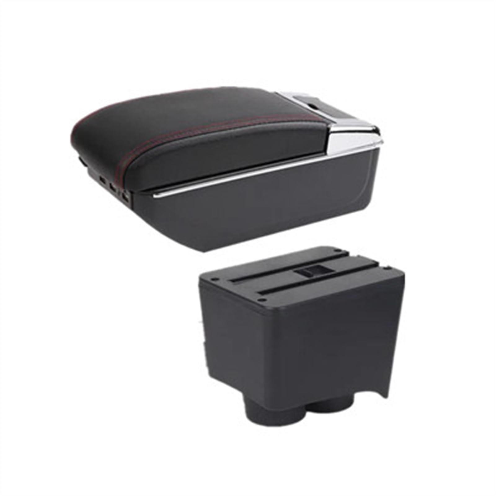 NOHEEU Car Armrest Box 2002-2009 Interior Retrofit Storage Accessories For Polo 9N 3 Mk4(D red line 7USB)