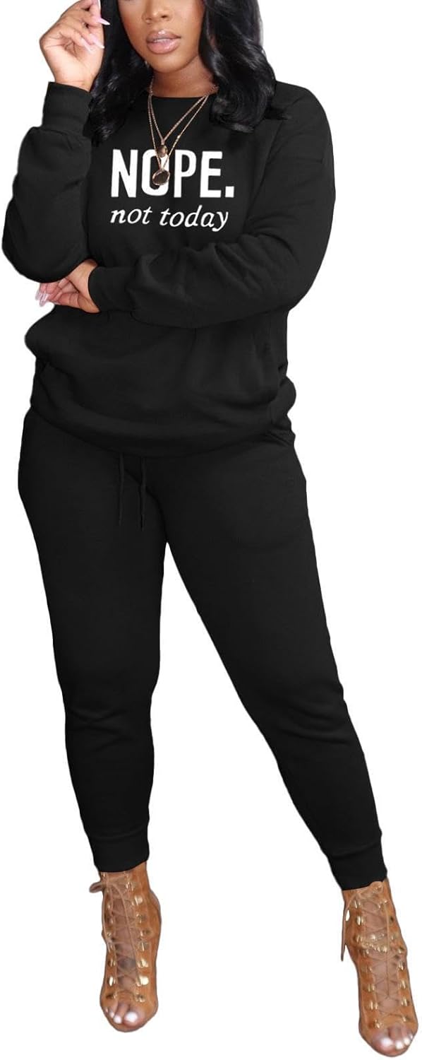 HBQ Two Piece Outfits For Women Casual Long Sleeve Sweatsuits Jogger Tracksuits Lounge Sets With Pockets - Image 2