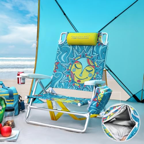 Old Bahama Bay Backpack Beach Chair, Aluminum Lightweight Reclining 5-Position Lounge Chair for Adults Heavy Duty Support 400 LBS Portable Folding with Cooler Bag Camping Chair for Sand Outdoor - image 8