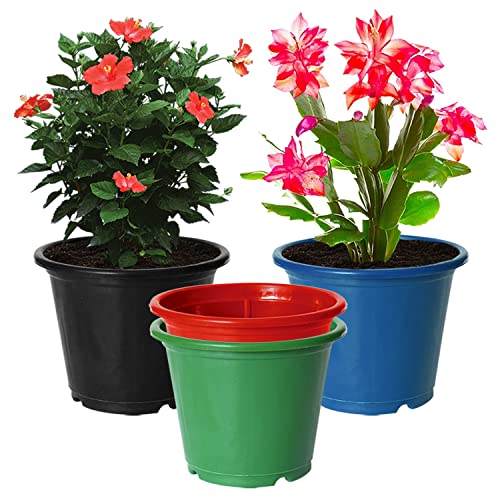 Image of Kuber Industries Durable Plastic Flower Pot|Gamla for Indoor Home Decor & Outdoor Balcony,Garden,6 inchx5 inch,Pack of 4 (Multicolor)