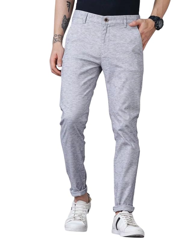 Image of British Club 100% Cotton Slim Fit Flat-Front Trousers for Men | Tailored Design for a Clean Look | Versatile for Office & Casual Wear | Lightweight Breathable Fabric | Black