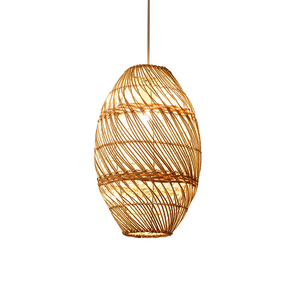 CHUNGYANG Rustic Rattan Wicker Lampshade Pendant Light For Entryway Corridor Southeast Asian Style Restaurant Hotel Lighting Fixture Hand Woven Boho Chandelier Vintage Japanese Style Home Hanging Lamp