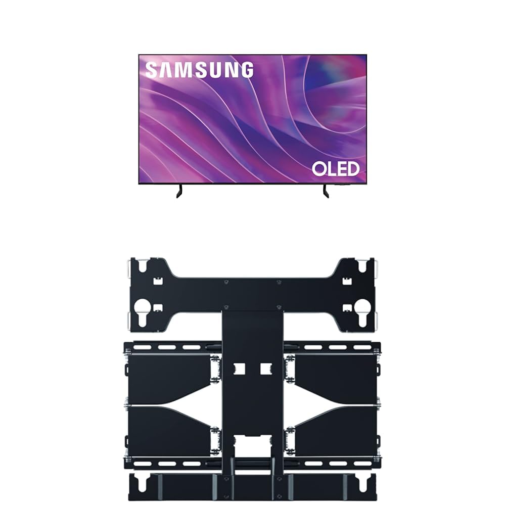 SAMSUNG 77-Inch Class OLED S84F Series Samsung Vision AI Smart TV (2025 Model, 77S84F) + Samsung Full Motion Slim TV Wall Mount, Fits 56”- 75” TVs, Tilt and Swivel, VESA 400x300-400x400(WMN-B16FB/ZA)
