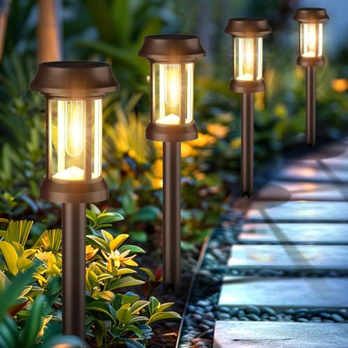 Solar-Pathway-Lights-Outdoor-8-Pack-Solar-Lights-Outdoor-Glass-Metal-Solar-Powered-Outdoor-Lights-Maintain-10-Hours-of-Lighting-for-Outside-Garden-Yard-Driveway-Path-Landscape-Decor-Brown Solar Pathway Lights Outdoor 8 Pack Solar Lights Outdoor Glass Metal Solar Powered Outdoor Lights Maintain 10 Hours of Lighting for Outside Garden Yard Driveway Path Landscape Decor Brown
