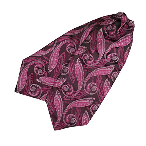 Epoint C.b.aq.p.044 Fuchsia Black Pink Cravat Paisley Formal Wear Men's Ascot Tie Hanky Set #TOP2