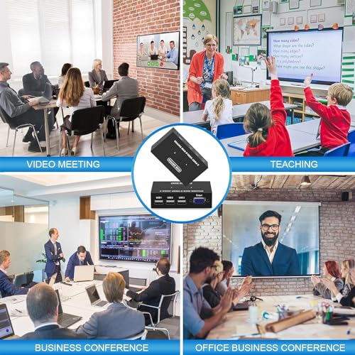 Image of USB VGA KVM Switch for 2 PC Sharing 1 Video Monitor and 3 US-B Devices, Keyboard Mouse Scanner Printer, for Laptop PC Windows MaK OS System (2 PORT VGA USB KVM Switch Selector)