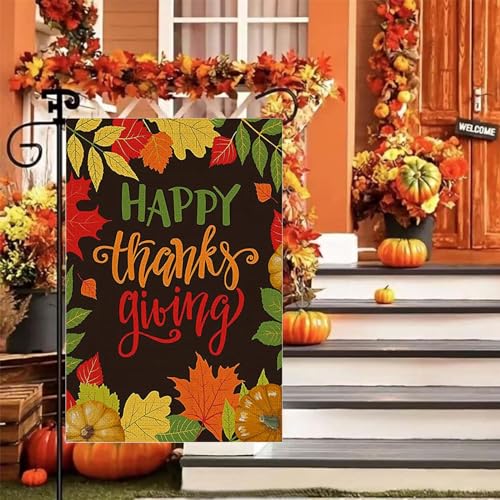 Happy-Thanksgiving-Flag-12-x-18-Double-Sided-Pumpkins-Fall-Maple-Leaves-Give-Thanks-Burlap-Small-House-Flag-for-Outdoor-Lawn-Garden-Decor-WD004 Happy Thanksgiving Flag 12 x 18 Double Sided Pumpkins Fall Maple Leaves Give Thanks Burlap Small House Flag for Outdoor Lawn Garden Decor WD004