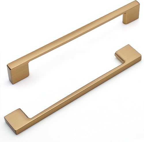 Miniatura 4 de FURFITT Paquete de 10 tiradores de bronce champán de 6-14 pulgadas (6.299 in) de aleación de zinc maciza para cajones, cajones de cocina, armario de