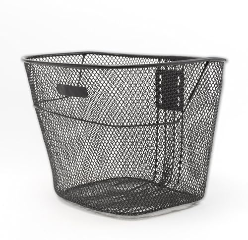 IPEA Panier de Vélo Avant en Maille Métallique Noire - 21 x 24 cm - Panier Porte-Bagages pour Vélo Classique et VTT - Léger, Robuste, Antirouille -...