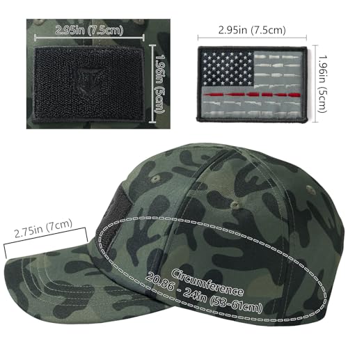 Image of Tactical Hat with Flag Patch Camo Military Army Hats Adjustable Trucker Baseball Cap Soft Top for Shooting