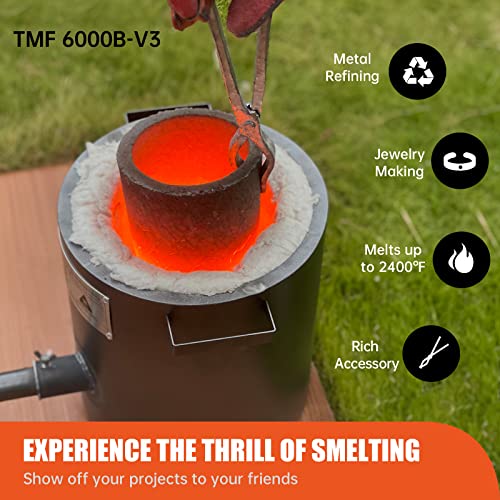 Toauto TMF6000B-V3-US 6Kg Propane Melting Furnace Kit Tmf6000B-V3 Propane Foundry Home Kiln Casting Tool For Smelting Casting Gold Silver Copper Scrap Metal Recycle Aluminum thumb #1