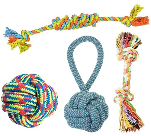 Image of Tail Dog Toys + Dog Chew Toys + Puppy Teething Toys + Rope Dog Toy + Dog Toys for Small to Medium Dog Toys + Dog Toy Set(Pack of 4 Combo NO.1)