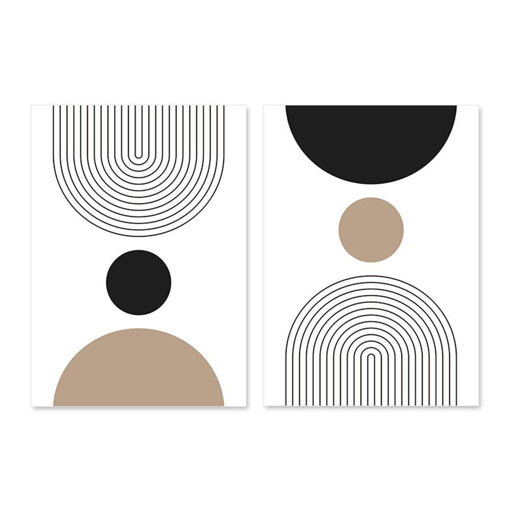 WBYZAC 2 Pieces Poster-Boho Abstract Geometric Line Posters Wall Art Canvas Painting Print Pictures for Living Room Modern Interior Office Home Decoration-60 * 70cm (No Frame)