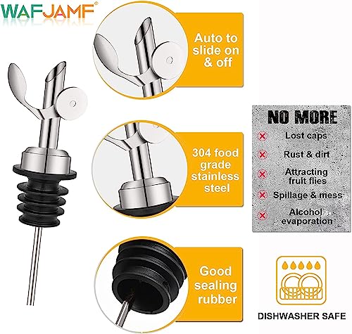 WAFJAMF 4 Pcs Weighted Stainless Steel Bottle Pourers, Self Closing Olive Oil Dispenser Spout - Image 2