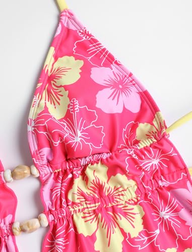 Image of ZAFUL Halter Swimsuits for Women Textured Backless 2 Piece Bathing Suits Cheeky High Cut String Tie Side Bikini Sets