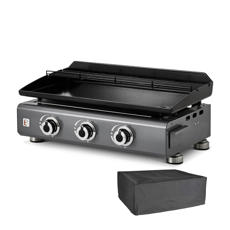 BRASERO BY FAVEX – Plancha gaz Silvia IIG 3 feux – 7,5 kW – Plaque acier émaillé 5 mm – 67 x 34 cm – Jusqu'à 10 convives – Housse incluse