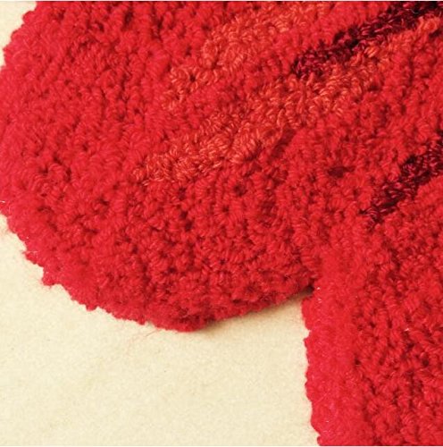 Judy Dre Am Red Flowers Shape Area Rugs Hand Woven Round Sunflowers Runner Rug For Bedroom,Living Room,Kitchen,Bathroom,Bedside Floor Mat Non-Slip Floral Farmhouse Absorbent Doormat 25.6" X 25.6" #TOP2