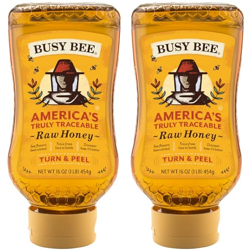 BUSY BEE Raw Unfiltered Honey (Pack of 2), 16 OZ Each, Made in th...
