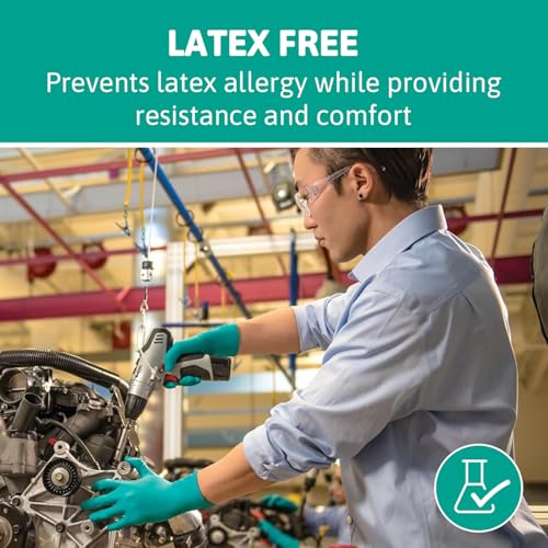 Foto von Ansell TouchNTuff 92-600,Nitril- Einmalhandschuhe, Einweghandschuhe für Lebensmittel, Chemikalienschutzhandschuhe mit hohem Schutz, Latexfreie Handschuhe, Grüne Nitrilhandschuhe, 100 Stück, Gr. L