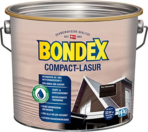 Bondex Compact Lasur RIO PALISANDER 2,5 L für 32,5 m² | Wasserbasierte Holzlasur | Intensiver Wetter- und UV-Schutz | Streichen ohne Grundierung | Seidenmatt | Geruchsarm Bondex Compact Lasur RIO PALISANDER 2,5 L für 32,5 m² | Wasserbasierte Holzlasur | Intensiver Wetter- und UV-Schutz | Streichen ohne Grundierung | Seidenmatt | Geruchsarm