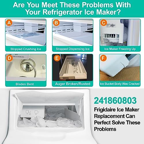 Upgraded 241860803 Refrigerator Ice Bucket Assembly Compatible with Frigidaire Ice Maker Replacement Ice Bin Container Parts AP4300918 LFSS2612TF0 LFSS2612TE0 FFSS2615TS0 FFHS2611PFEA Ice Maker