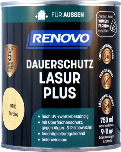 Renovo Dauerschutzlasur Plus Farblos 0,75 Liter Lasur Holzschutz