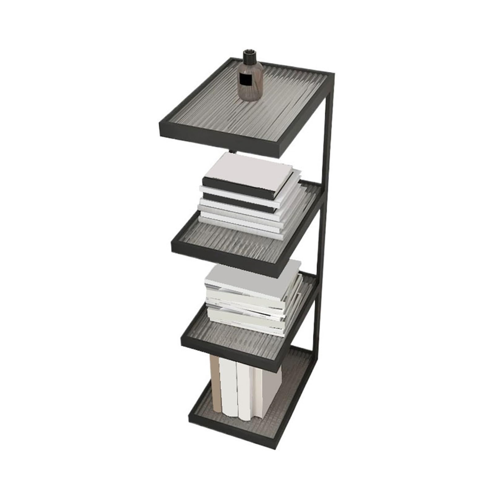 ZYYANSHOP Bookshelf Open Vertical Minimalism Iron Bookshelf Living Room Corner 4-Tier Storage Display Stand
