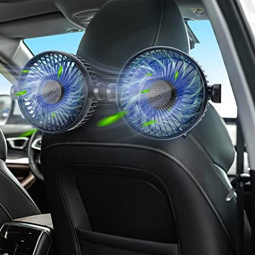 WIOR Car Fans 12/24V Electric Dual Head Car Fan for Rear