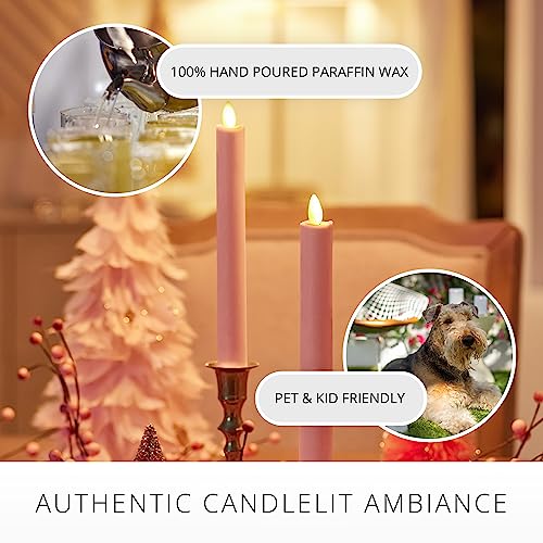 Image of Luminara - Flameless Battery Operated Taper Candle - Rose Tan - Pack of 2-1x9.75 - LED Flickering Flame - Realistic Safe for Home Kids and Pets