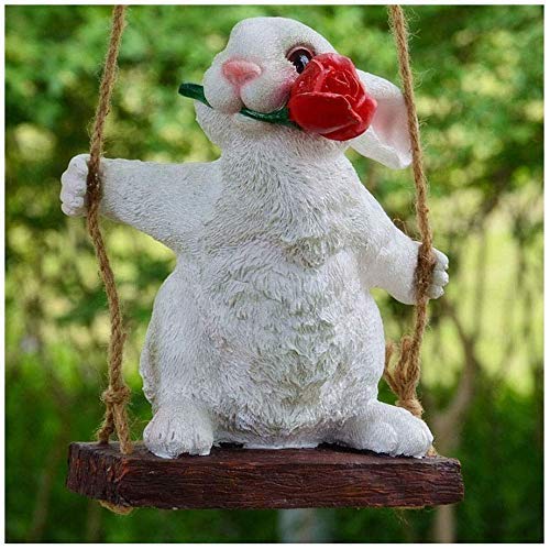 Figurine de lapin étanche en résine sculptée pour aménagement extérieur