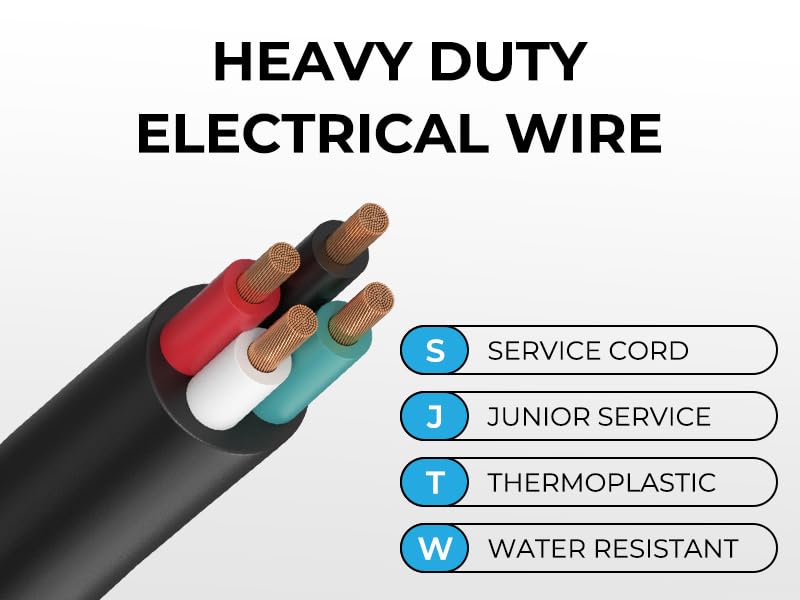 FIRMERST 10 Gauge 4 Conductor Outdoor Extension Cable 10Ft, SJTW 300V, 10/4 Copper Wire Rated 30A