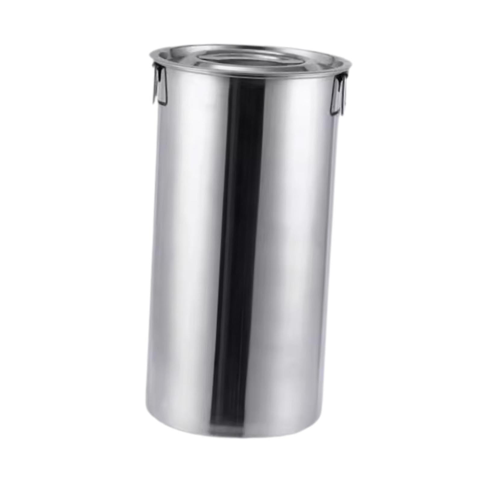 Jarra de leche única, cubo de hielo para guardar bebidas heladas, tés y bebidas en fiestas o reuniones al aire libre. Cubo acero inoxidable con tapa y doble asa, Plata, 22x40cm15L