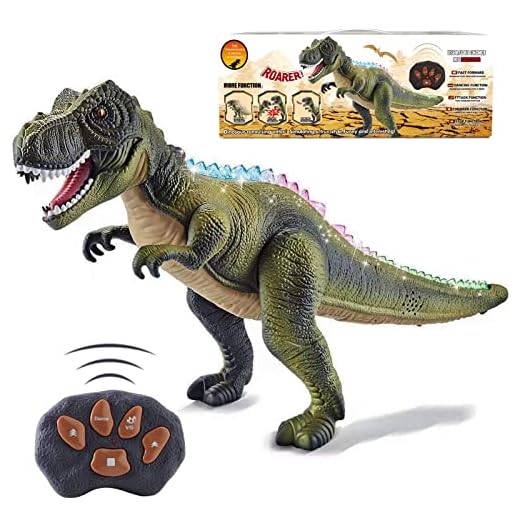 BFUNTOYS Remote Control Dinosaur, Walking Dinosaur and 9 Dinosaur Figures Toys for Kids 3 4 5 6 7 8+Years Old Boys with Dance/Fight Mode, Roar&Light,Big Robot T-Rex Toy Electronic Dinosaur for Toddler