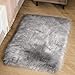 Goolela Grey Fluffy Fuzzy Furry Rug 2x3 Gray Faux Sheepskin Fur Rug for Bedroom Living Room Dorm Small Soft Bedside Carpet Plush Washable Rectangle