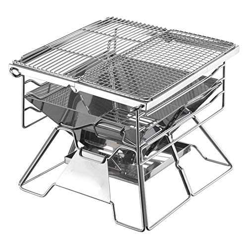 Portable Barbecue Charcoal Grill Foldable Charcoal BBQ Grill Set Stainless Steel, Home charcoal oven, Thick stainless steel barbecue grill, for 2-4 People Outdoor BBQ Kit Stainless Steel BBQ Grill