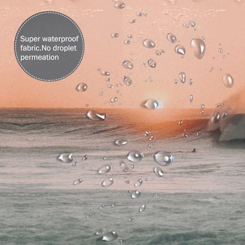 Rideau de douche vagues au lever du soleil imperméable et tendance 183x183 cm