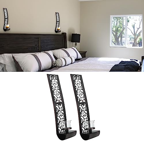 BEIJIALY 2pcs Wall Sconces Candle Holder, Exquisite Iron Art Wall Candlestick Durable Antique Candle Scones Wall Decoration for Home Restaurant Office