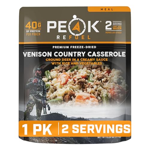 Peak Refuel Venison Country Casserole | Chad Mendes Signature Meal | Premium Freeze-Dried Variety Meals | Hunting, Survival, Camping, Backpacking Food | High-Protein Game Meats | MRE | Made in USA