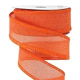 MEEDEE Orange Wired Ribbon 1.5 Inch Orange Burlap Ribbon Wired Orange Fall Ribbon for Thanksgiving F