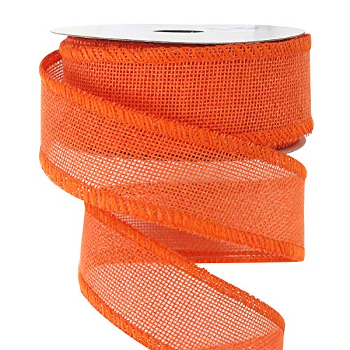 Meedee Orange Wired Ribbon 1.5 Inch Orange Burlap Ribbon Wired Orange Fall Ribbon For Thanksgiving Fall Halloween Party Decorations, Wreath, Gift Wrapping, Garland, Bows Making (10 Yards) #TOP16