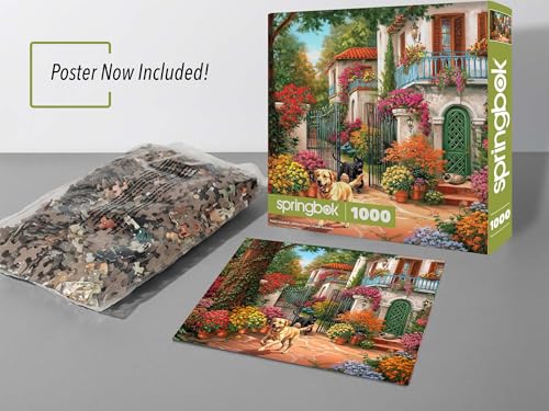 Rompecabezas Springbok Garden Gate Welcome de 1000 piezas para adultos – Villa mediterránea y jardín en flor – Incluye póster – Piezas de corte único – Hecho en EE.UU. miniatura 3
