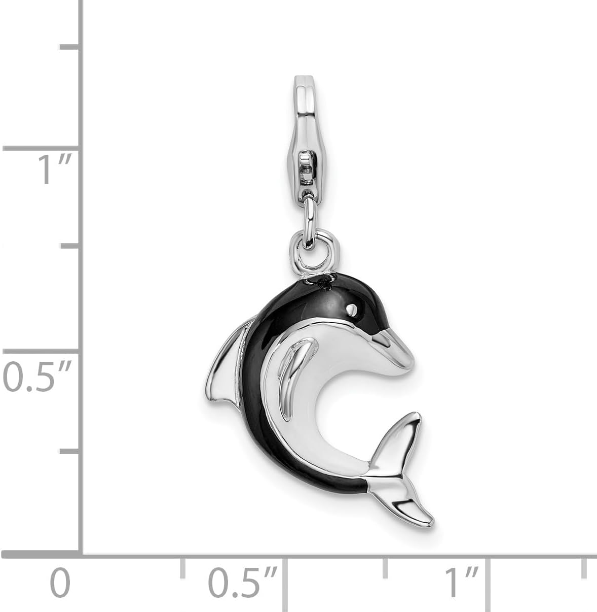 Amore LaVita Sterling Silver Enameled 3-D Dolphin with Lobster Clasp Charm