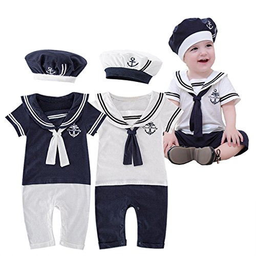 TAIYCYXGAN Baby Toddler Boys Nautical Sailor Romper Newborn Marine Navy Romper Onesie Bodysuit Outfit Navy 90